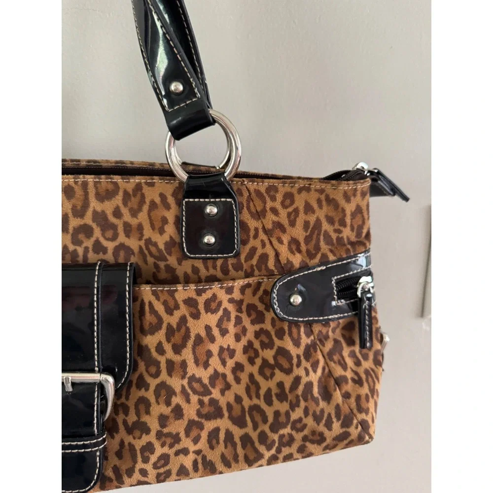 Y2K leopard print shoulder bag